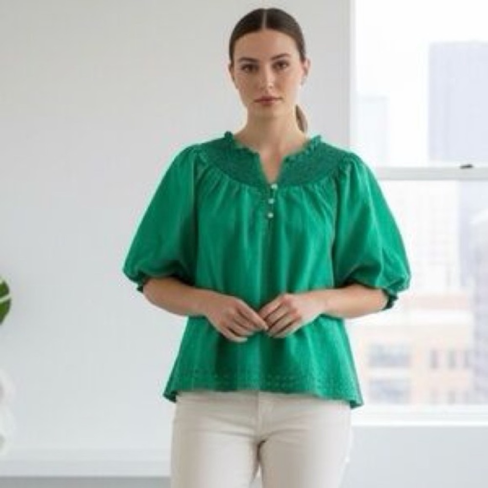 House of Harlow 1960 Puff Sleeve Eyelet Top Small NWT